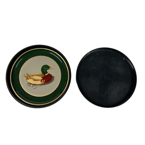 VTG OTAGIRI Japan Lacquerware Mallard Ducks Coaster Set Gibson Greeting Cards - Picture 3 of 7
